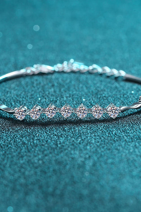 Exquisite Lab-Diamond Sterling Silver Bracelet with Rhodium Plating