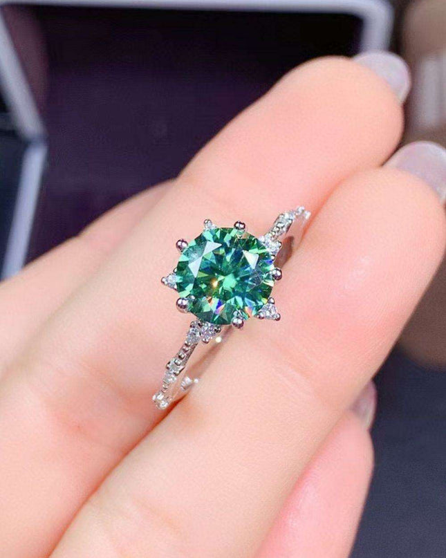 Elegant 1 Carat Lab-Created Diamond Sterling Silver Ring - A Timeless Statement Piece