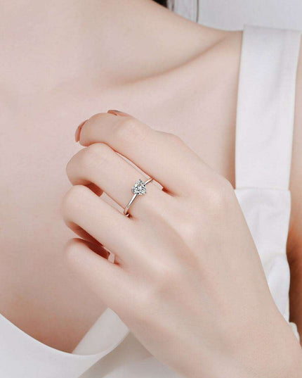 Heart's Desire Lab-Diamond Silver Solitaire Ring
