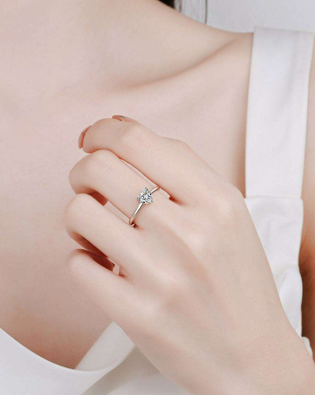 Heart's Desire Lab-Diamond Silver Solitaire Ring