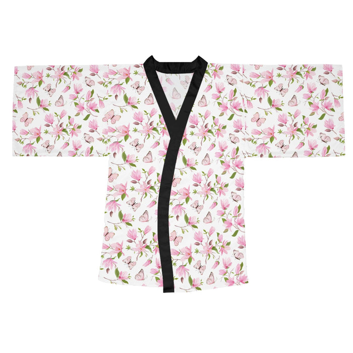 Elegant Japanese Magnolia Long Sleeve Kimono Robe