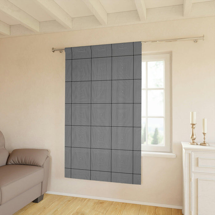 Customizable Monochrome Geometric Polyester Drapes - Stylish Window Curtains