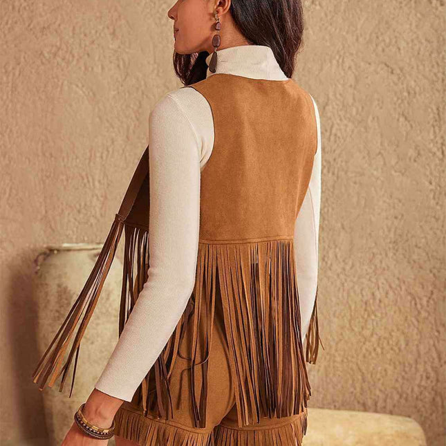 Summer Chic Tassel Top and Lace-Up Shorts Set