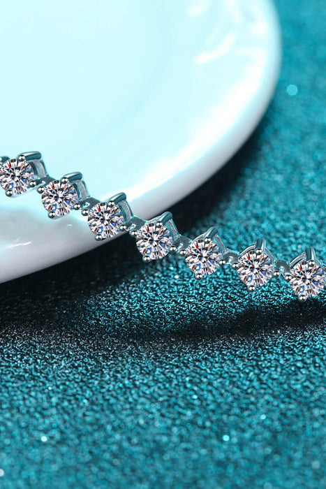 Exquisite Lab-Diamond Sterling Silver Bracelet with Rhodium Plating
