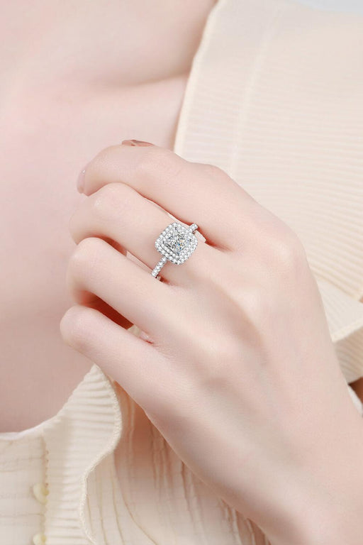 Opulent 1 Carat Lab-Diamond Sterling Silver Ring with Zircon Accents: A Timeless Symbol of Elegance and Prestige