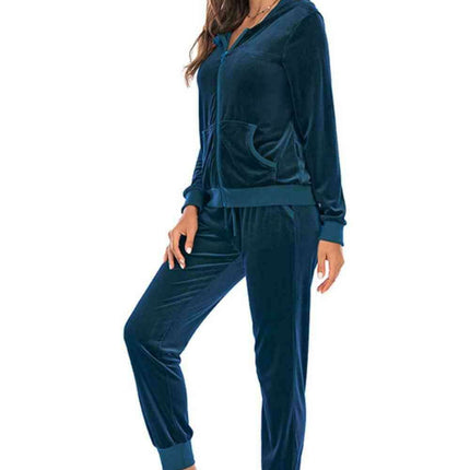 Ribbed Textured Hoodie and Jogger Set