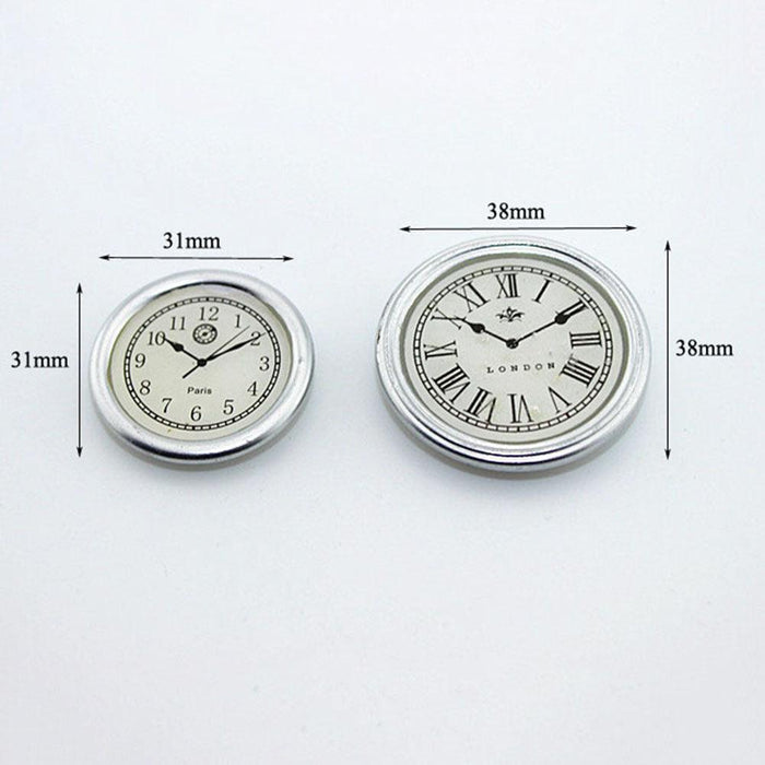 Dollhouse Mini Wall Clock Duo with Resin Design - Set of 2