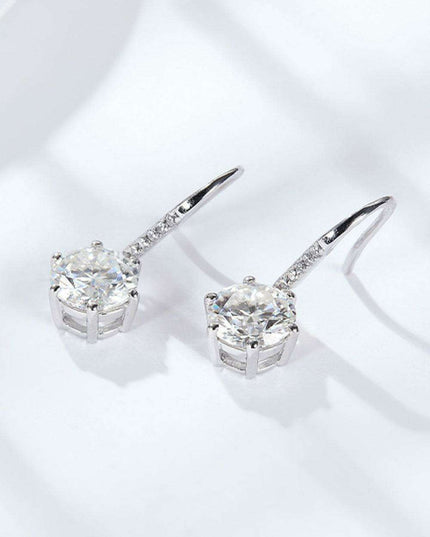 Sophisticated Sterling Silver Lab-Grown Diamond Drop Earrings with Dazzling Zircon Details