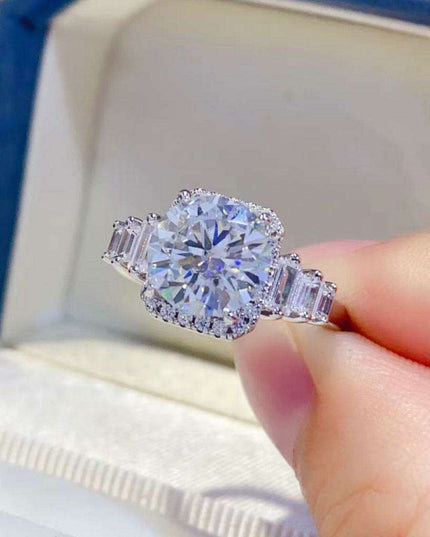 Sophisticated 2 Carat Lab Created Diamond Ring in Sterling Silver - A Timeless Piece with Authenticity Verification