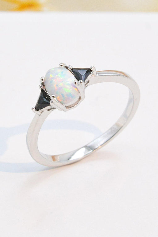 Opulent Opal and Radiant Zircon Sterling Silver Ring
