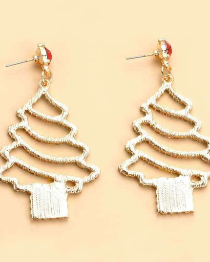 Sparkling Rhinestone Festive Tree Earrings