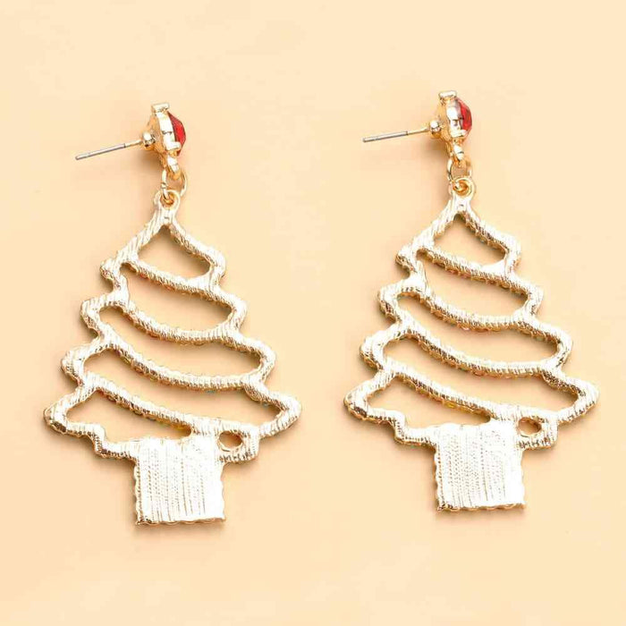 Festive Rhinestone Holiday Tree Earrings
