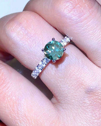 Luxurious Platinum Moissanite Ring with Zircon Sparkle