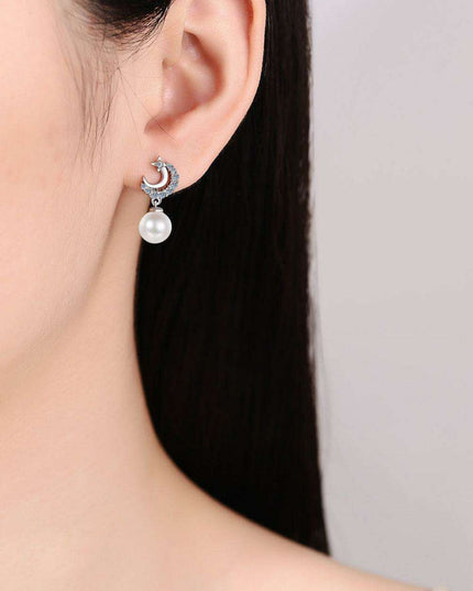 Sophisticated Moissanite and Pearl Drop Earrings