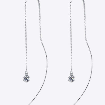 Elegant Sterling Silver Threader Earrings with Lab-Created Diamond Accent