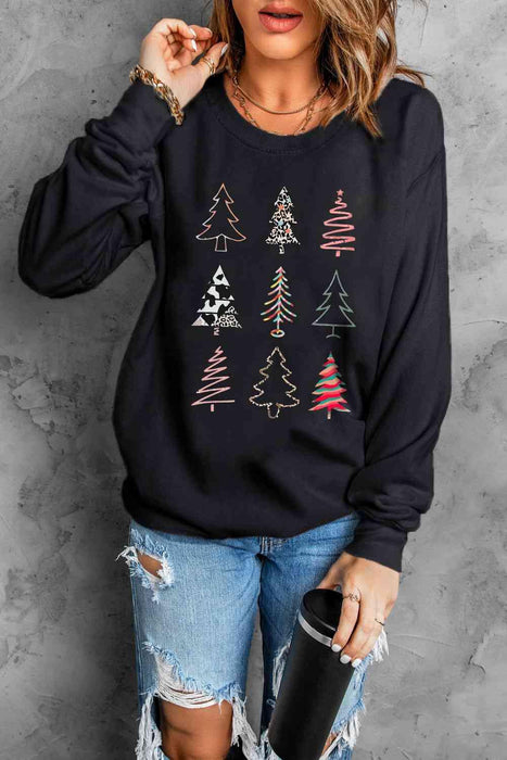 Cheerful Holiday Tree Pattern Sweater