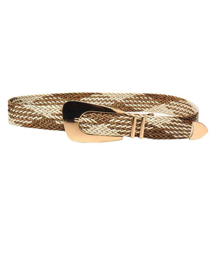 Asymmetrical Clasp Woven Waist Belt for Effortless Chic Style