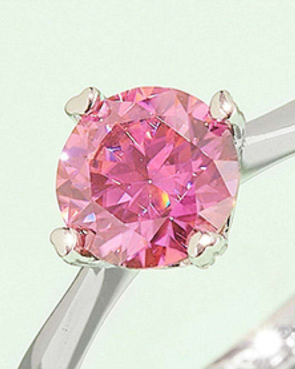 Rainbow Lab-Created Diamond Solitaire Ring with Platinum Coating