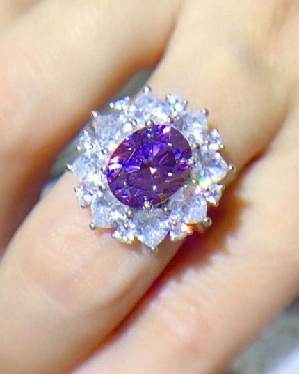 Stunning 3-Carat Lab-Grown Diamond Platinum Ring with Zircon Highlights