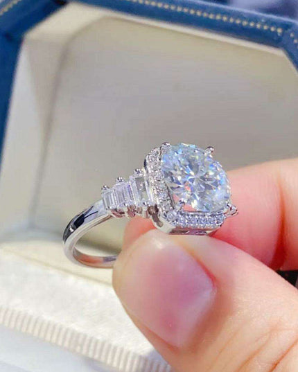 Sophisticated 2 Carat Lab Created Diamond Ring in Sterling Silver - A Timeless Piece with Authenticity Verification