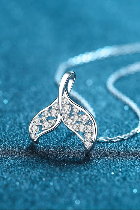 Elegant Lab-Diamond Fishtail Pendant Necklace Bundle with Gemstone Care Kit