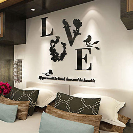 Enchanting 3D Lovebirds Floral Wall Decal - Effortless Apply & Remove