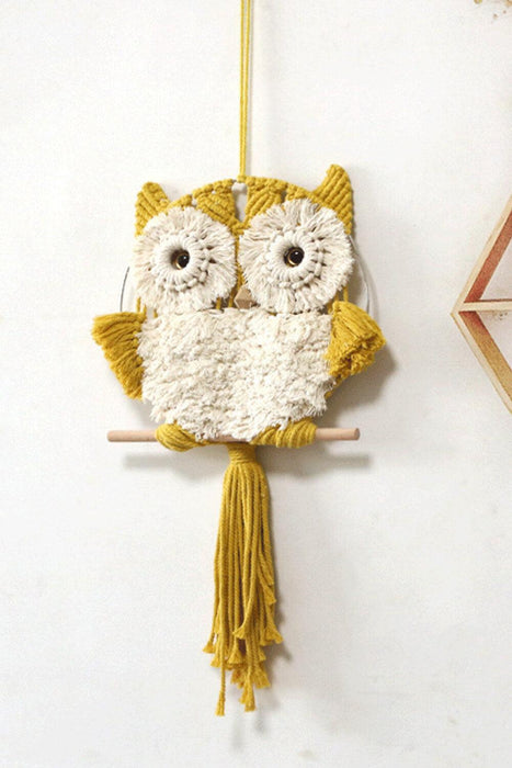 Handcrafted Owl Wall Tapestry with Tassels