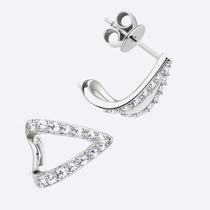 Chic Sterling Silver Earrings with Lab-Diamonds and Gold-Platinum Highlights