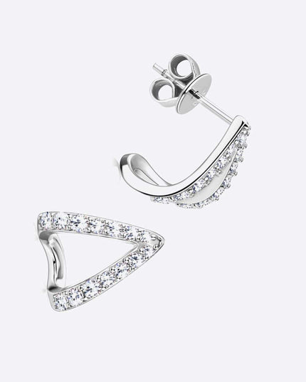 Chic Sterling Silver Earrings with Lab-Diamonds and Gold-Platinum Highlights