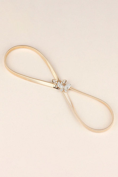 Elegant Rhinestone Butterfly Iron Belt with Elastic Stretch Feature