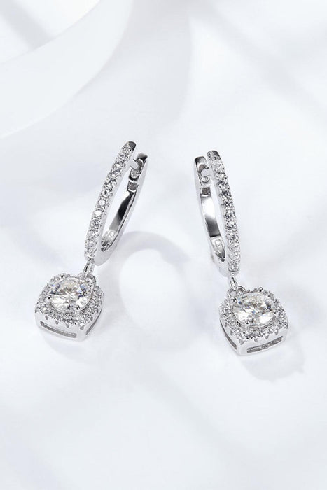 Geometric Lab-Diamond Drop Earrings: Elegant Platinum-Plated Sterling Silver Statement Jewelry