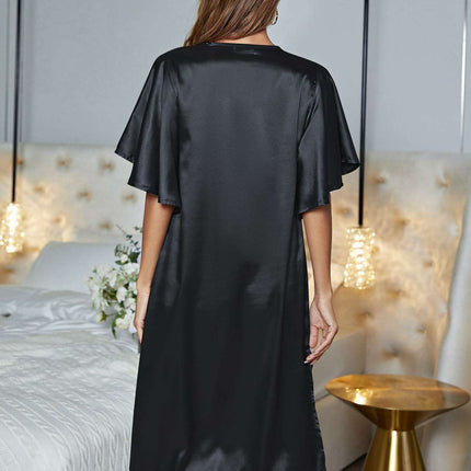Chic V-Neck Flutter Sleeve Nightgown for Ultimate Nighttime Relaxation