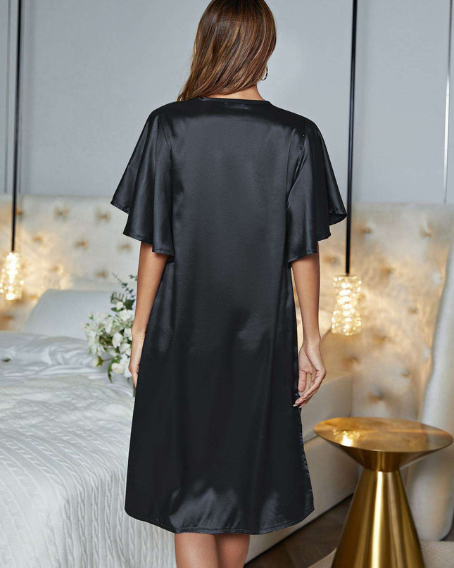 Chic V-Neck Flutter Sleeve Nightgown for Ultimate Nighttime Relaxation