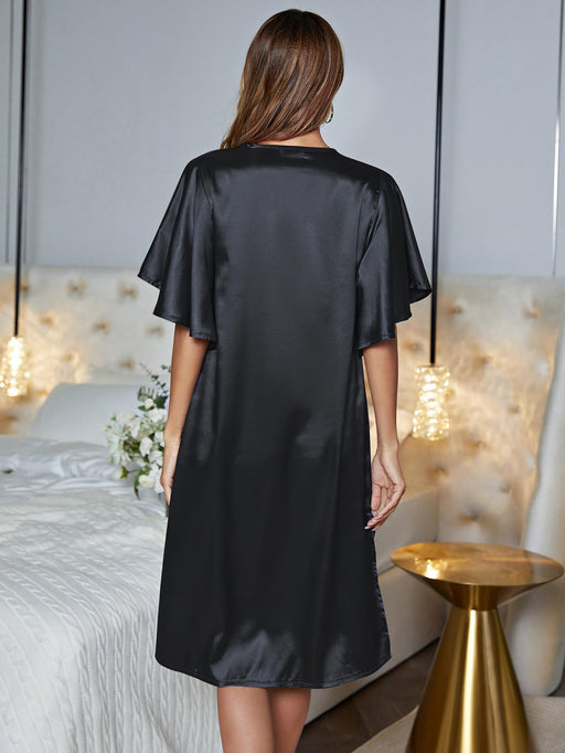 Elegant Flutter Sleeve V-Neck Nightgown