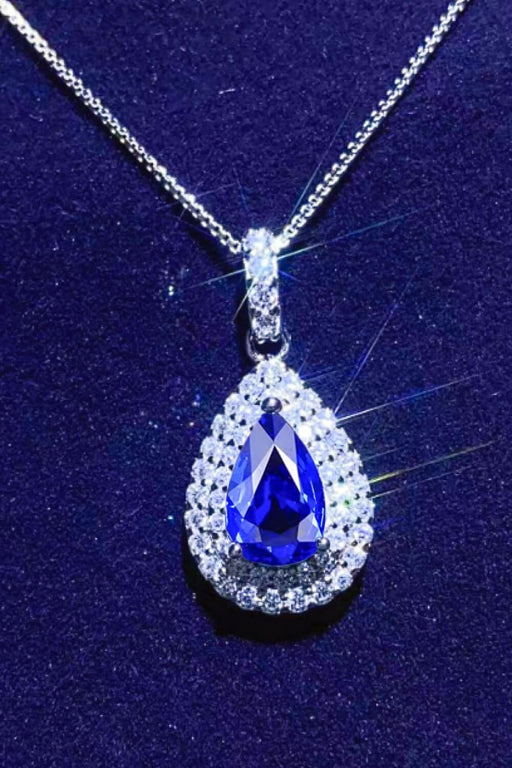 Ethereal Teardrop Moissanite Pendant Necklace with Zircon Accents- Sterling Silver Sparkler