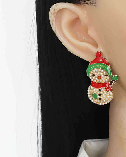 Sparkling Snowman Rhinestone Earrings - Enchanting Winter Holiday Accessory