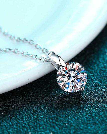 Sophisticated Silver Lab Created Diamond Pendant Necklace with Rhodium Elegance