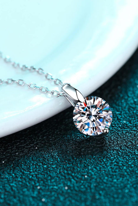 Sophisticated Silver Lab Created Diamond Pendant Necklace with Rhodium Elegance