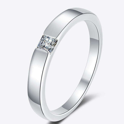 Elegant Moissanite and Sterling Silver Rhodium-Plated Ring Set with Stone Certification and Warranty