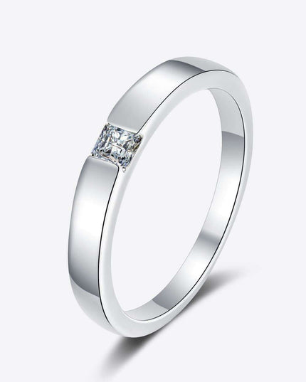 Elegant Moissanite and Sterling Silver Rhodium-Plated Ring Set with Stone Certification and Warranty