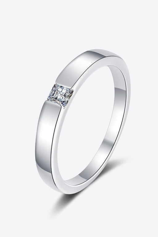 Elegant Moissanite and Sterling Silver Rhodium-Plated Ring Set with Certification and Warranty