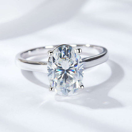 Stunning 2.5 Carat Moissanite Solitaire Ring in Platinum-Plated Sterling Silver