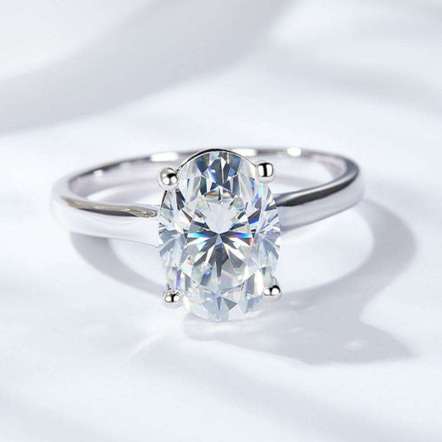 Stunning 2.5 Carat Moissanite Solitaire Ring in Platinum-Plated Sterling Silver