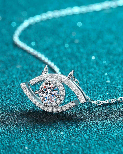 Sophisticated Moissanite and Zircon Evil Eye Pendant Necklace in Sterling Silver