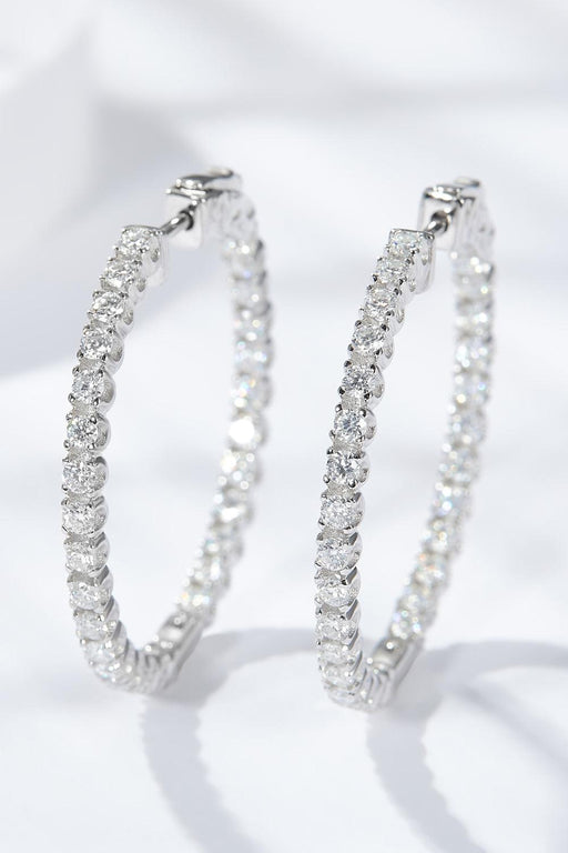 Elegant Platinum Moissanite Huggie Earrings: Radiant Beauty