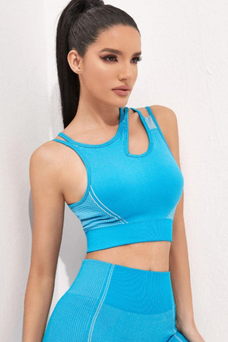 Strappy Crossback Athletic Bra and Shorts Set with Crisscross Detailing