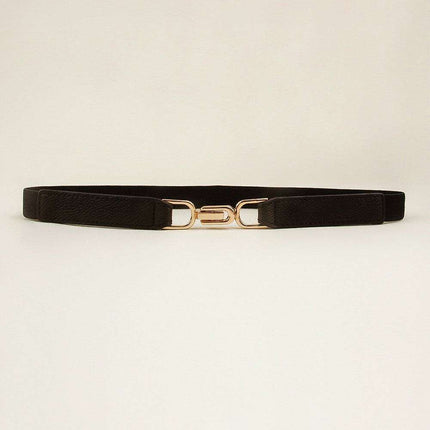 Elegant Stretch Belt with Distinctive Metal Buckle - High-Quality PU Leather