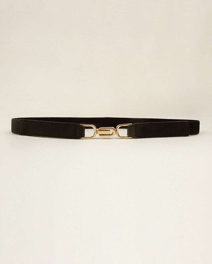Elegant Stretch Belt with Distinctive Metal Buckle - High-Quality PU Leather