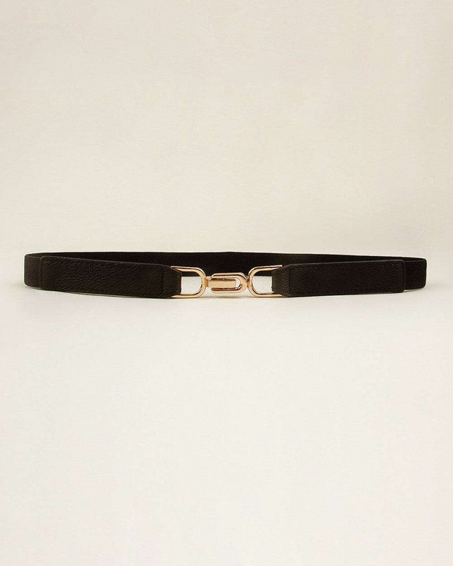 Elegant Stretch Belt with Distinctive Metal Buckle - High-Quality PU Leather
