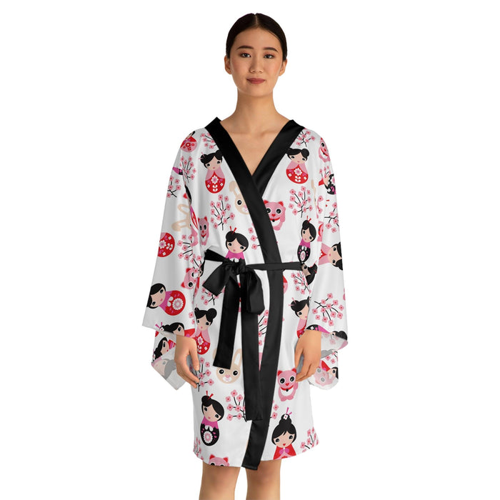 Japanese Geisha Luxurious Bell Sleeve Kimono Robe